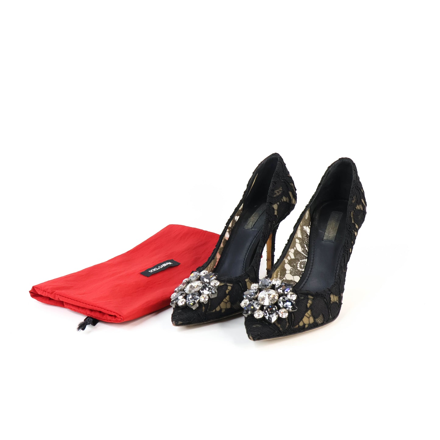 Dolce & Gabbana Pumps Lace Black Crystal 37.5