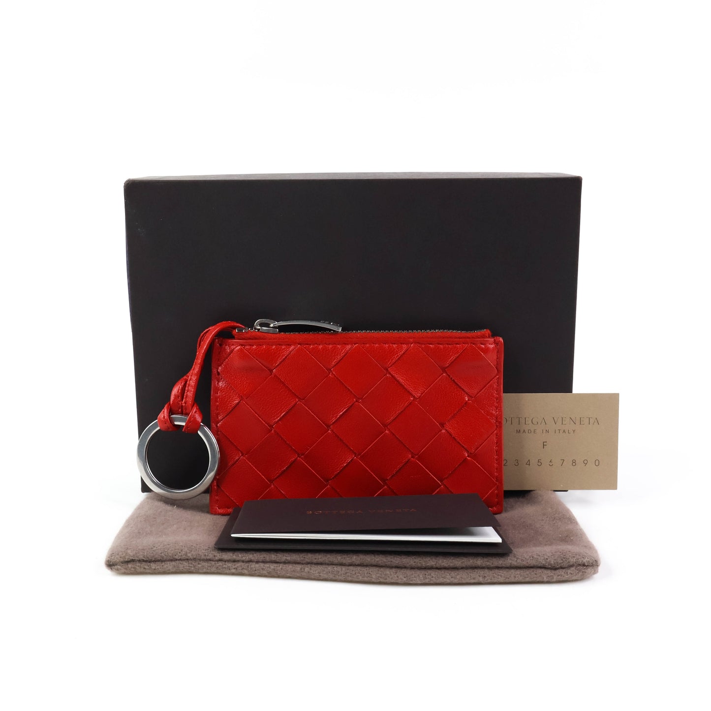 Bottega Coin Purse Intrecciato Red with Keyring