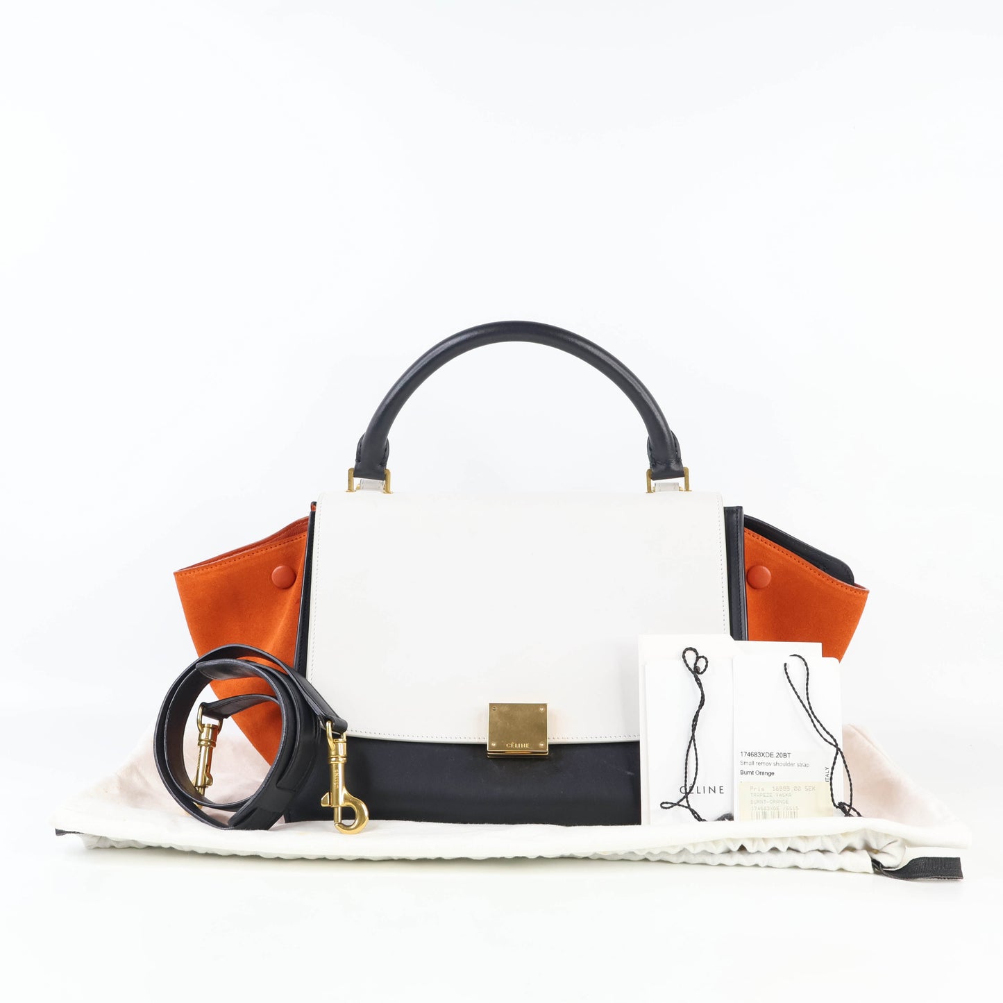 Celine Trapeze Small burnt Orange/Black/White