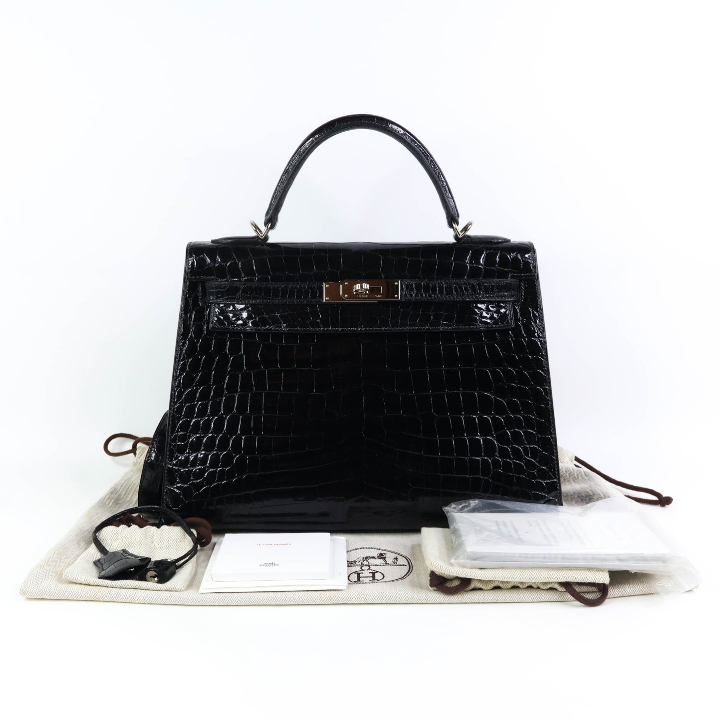 Hermes Kelly32 Black Niloticus shiny