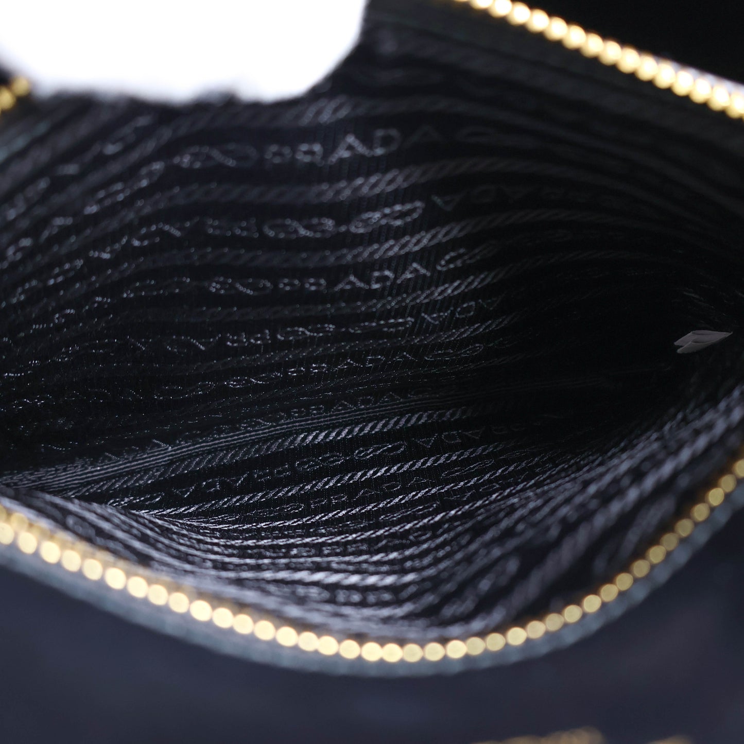 Prada Symbole Embroidered Fabric Handbag Small Black Beige