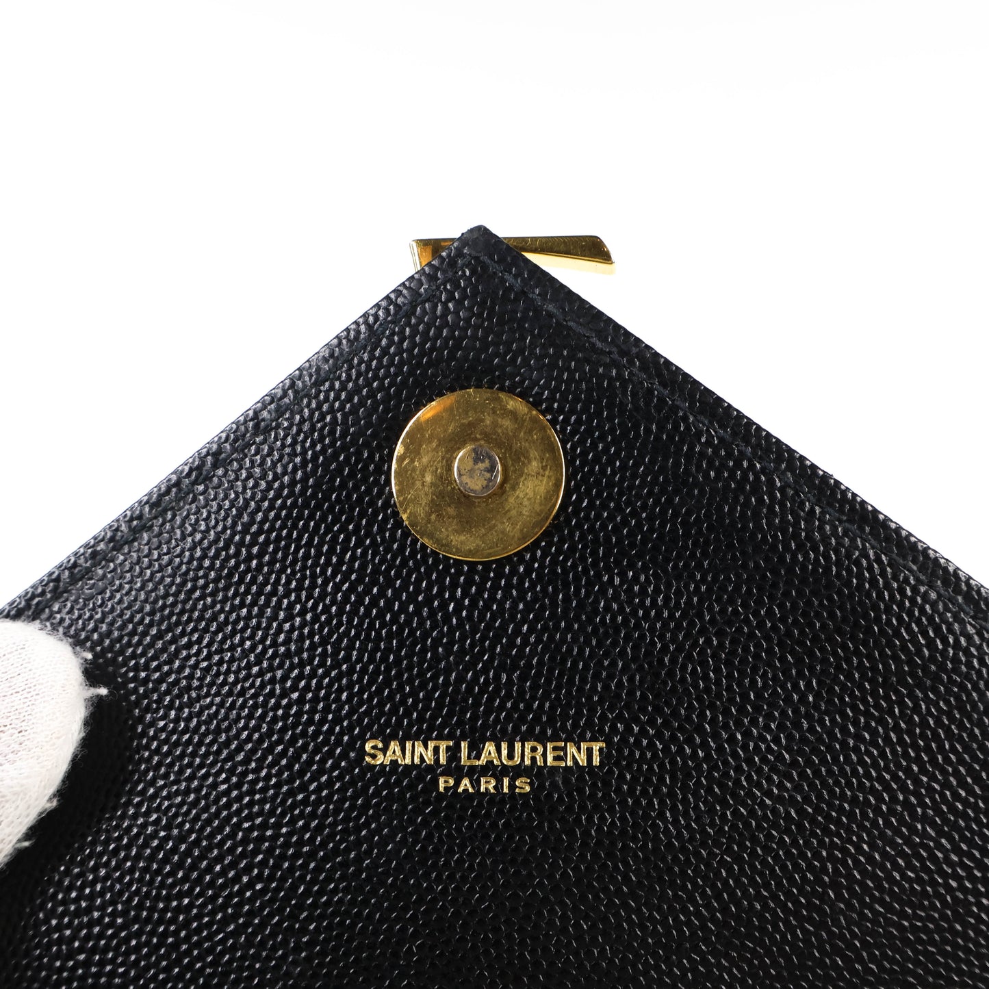 Saint Laurent Flap Large Black Grain GHW