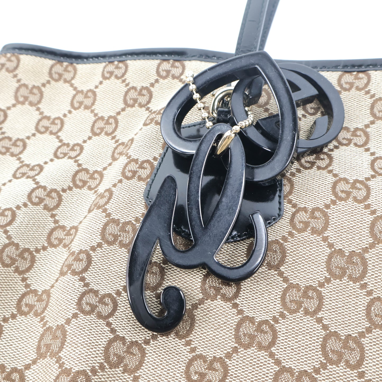 Gucci Tote Bag Canvas Patent Black