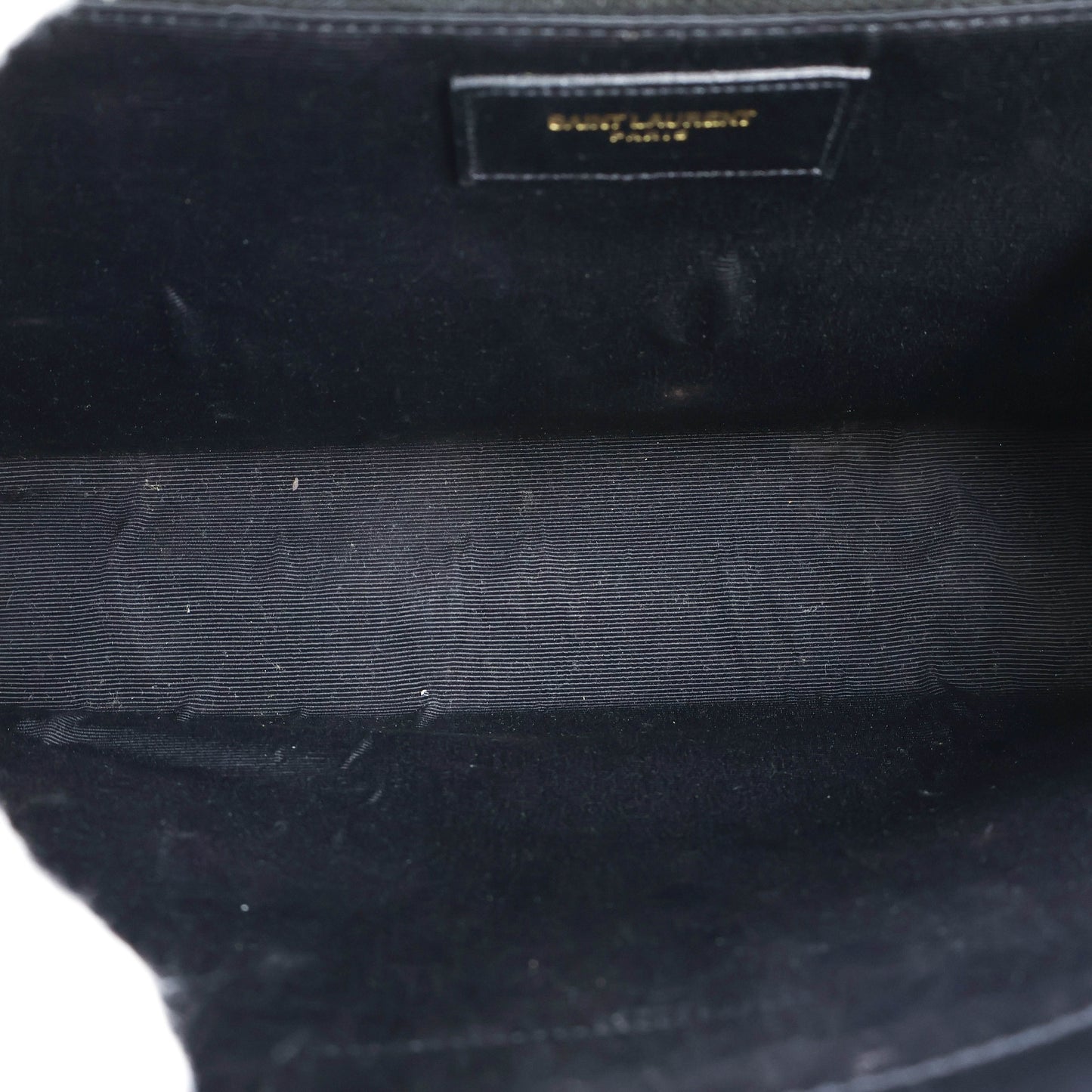 Saint Laurent Flap Large Black Grain GHW