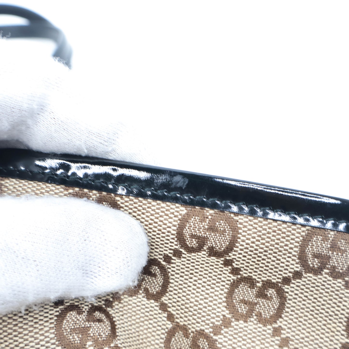 Gucci Tote Bag Canvas Patent Black