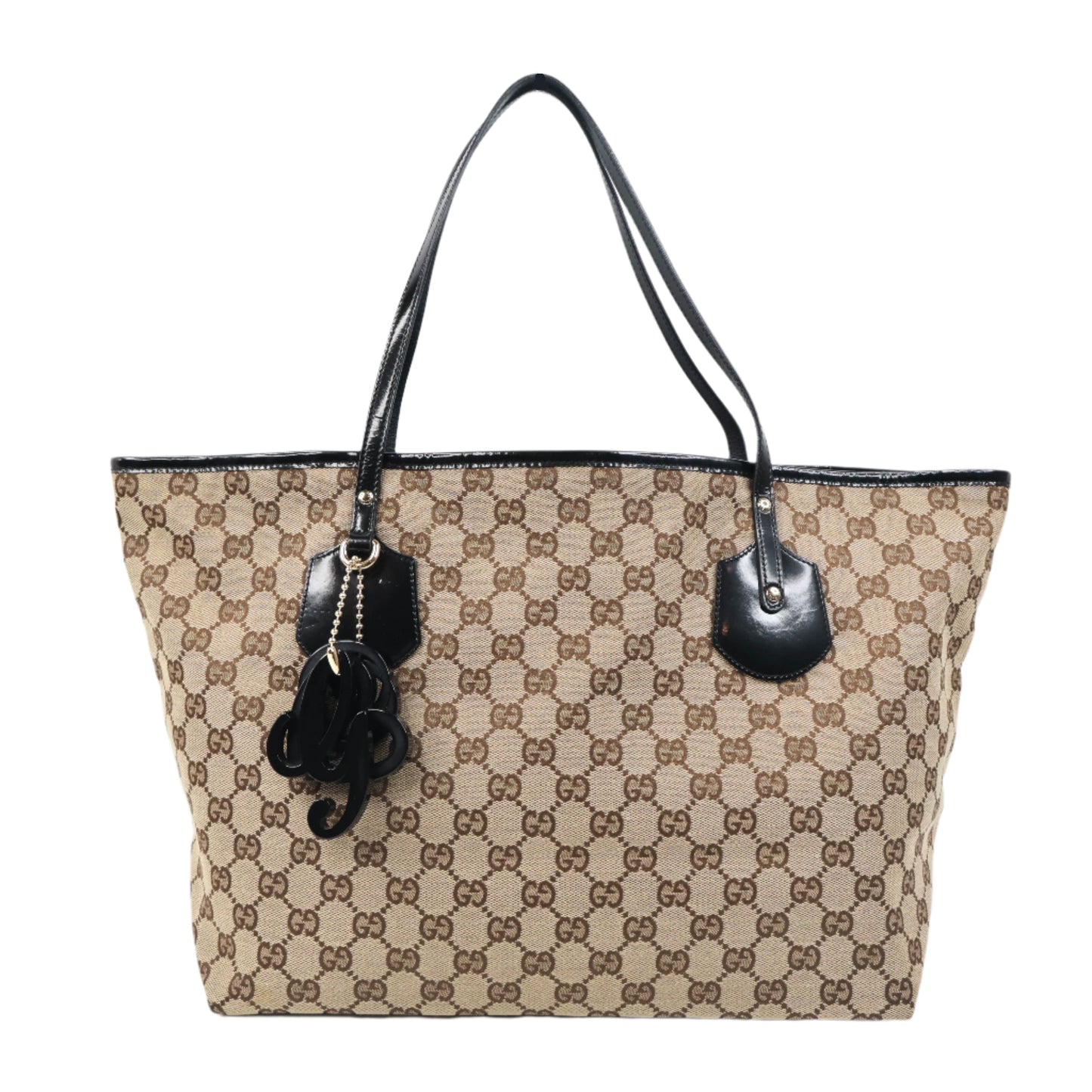 Gucci Tote Bag Canvas Patent Black