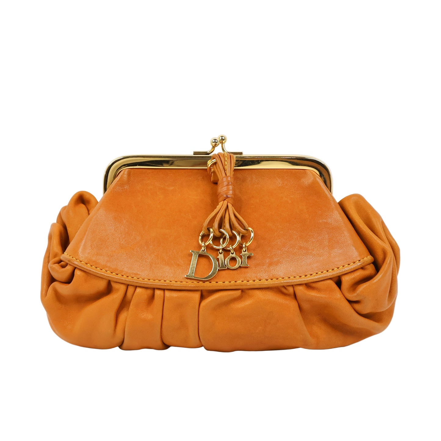 Christian Dior Vintage Clutch Bag Leather Brown