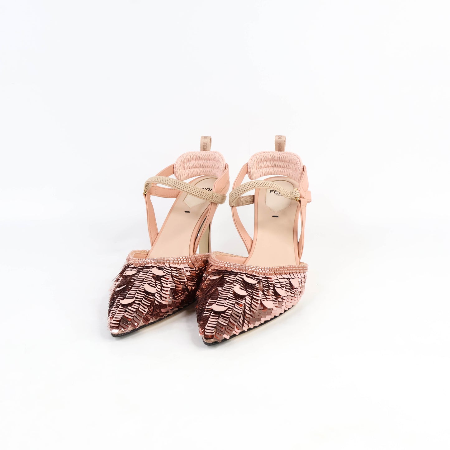 Fendi Sandals Sling Back Sequinned Pink 37