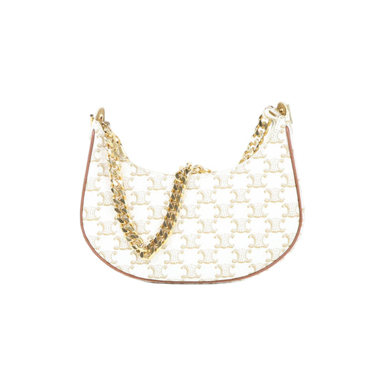 Celine Ava Medium Triomphe White Chain