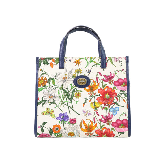 Gucci Floral Tote Canvas White/Navy