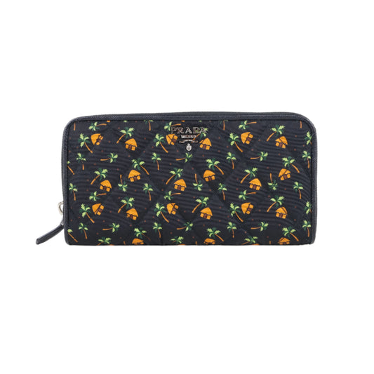 Prada Quilted Palm Tree Wallet Black