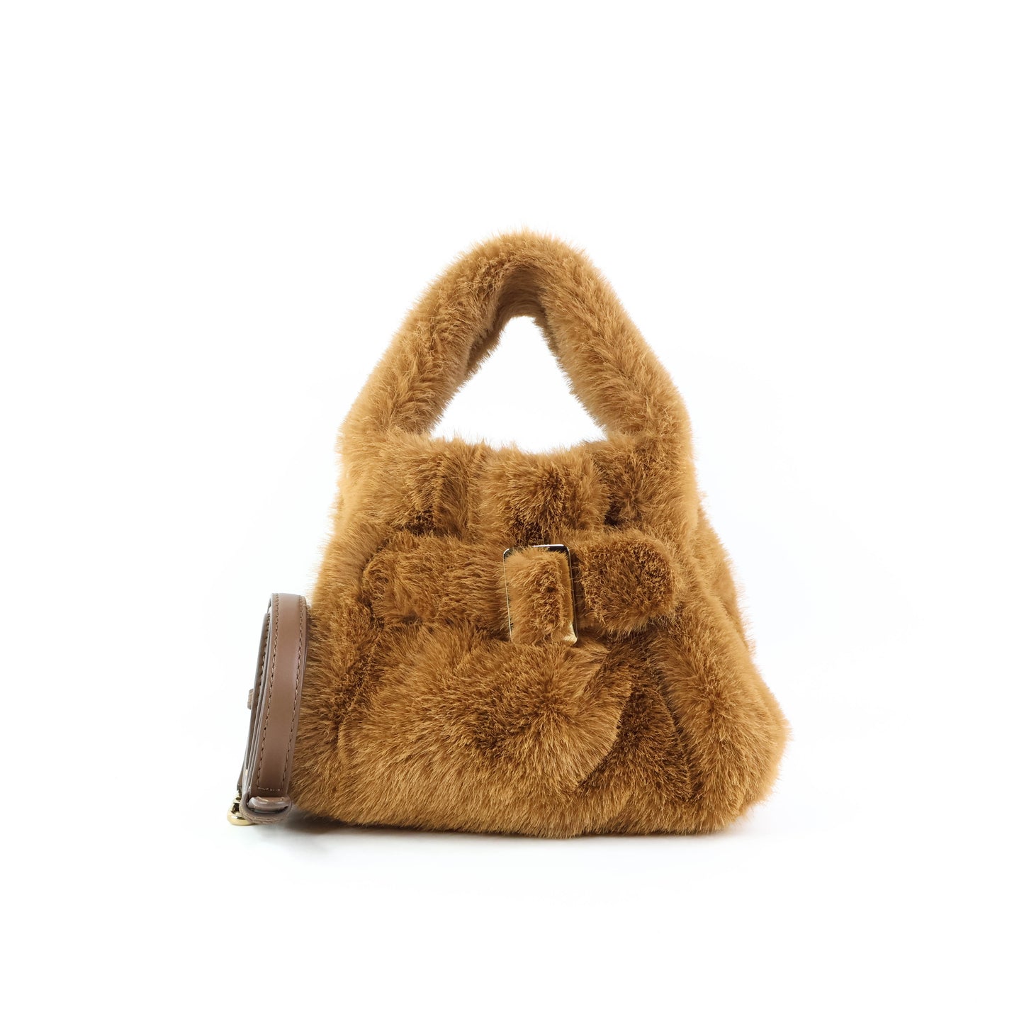 Boyy Scrunchy Faux fur Top Handle Bag Brown