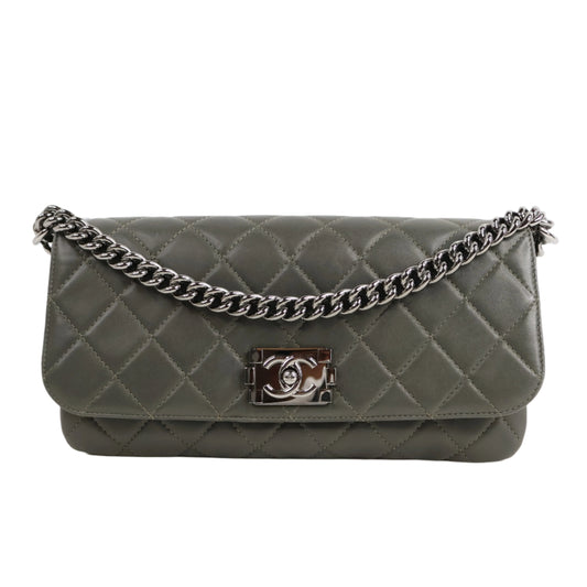 Chanel Boy East West Lamb Green