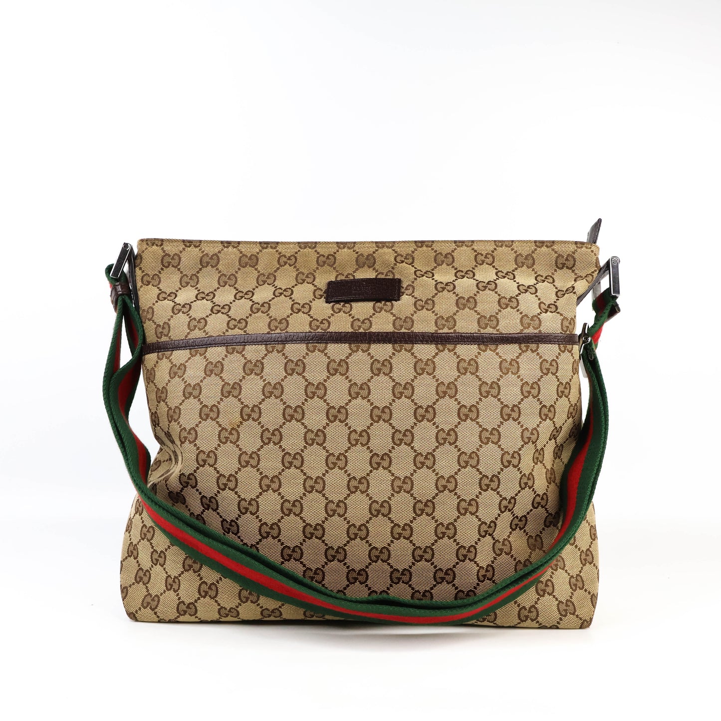 Gucci Messenger Bag Canvas Brown Green/Red