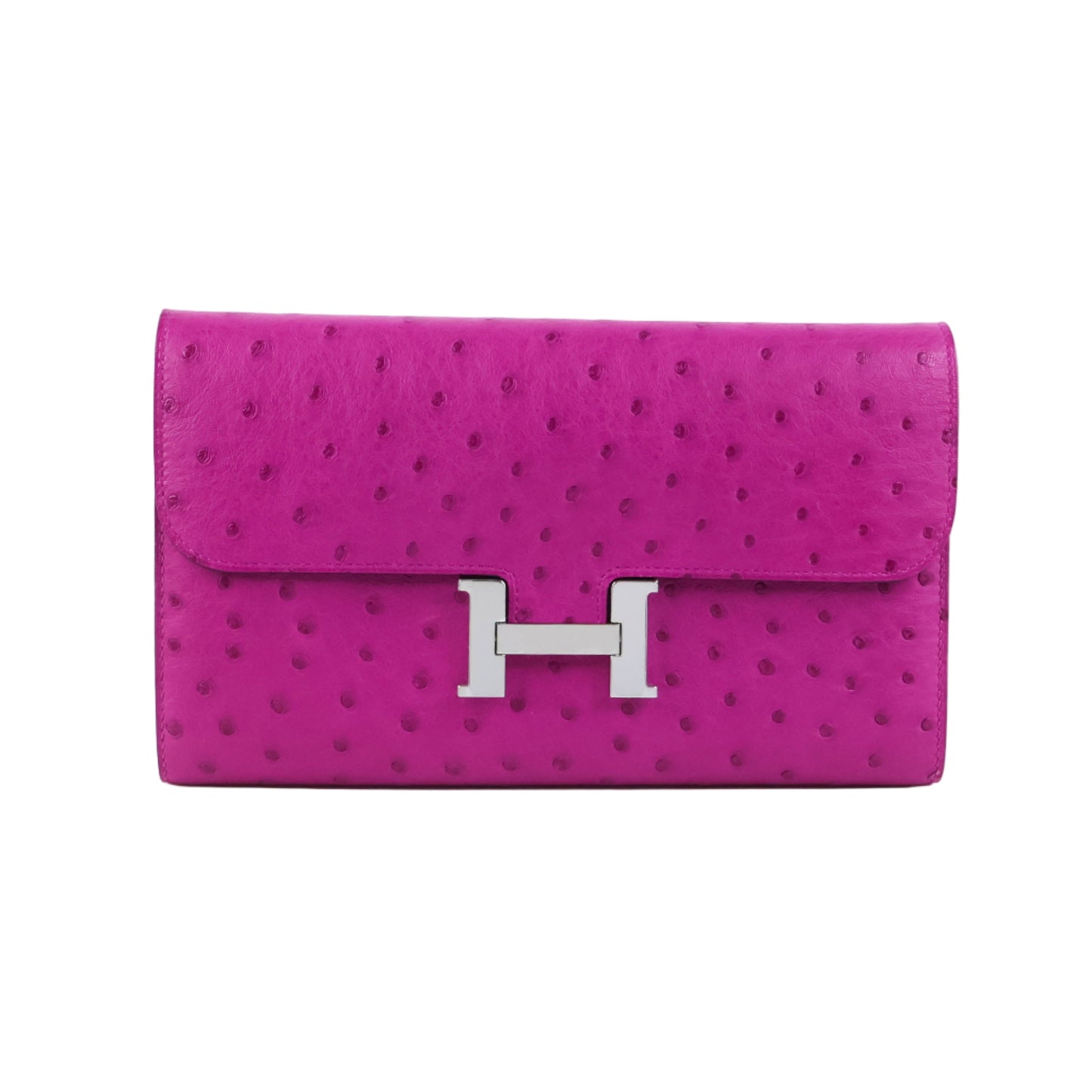 Hermes Constance Wallet Ostrich Rose Popou