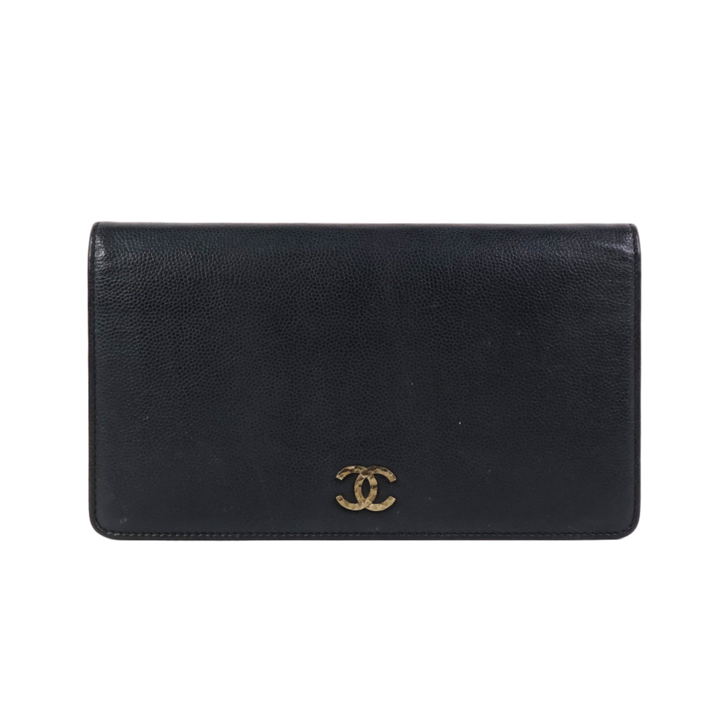 Chanel Bi Fold Long Wallet Black Caviar GHW
