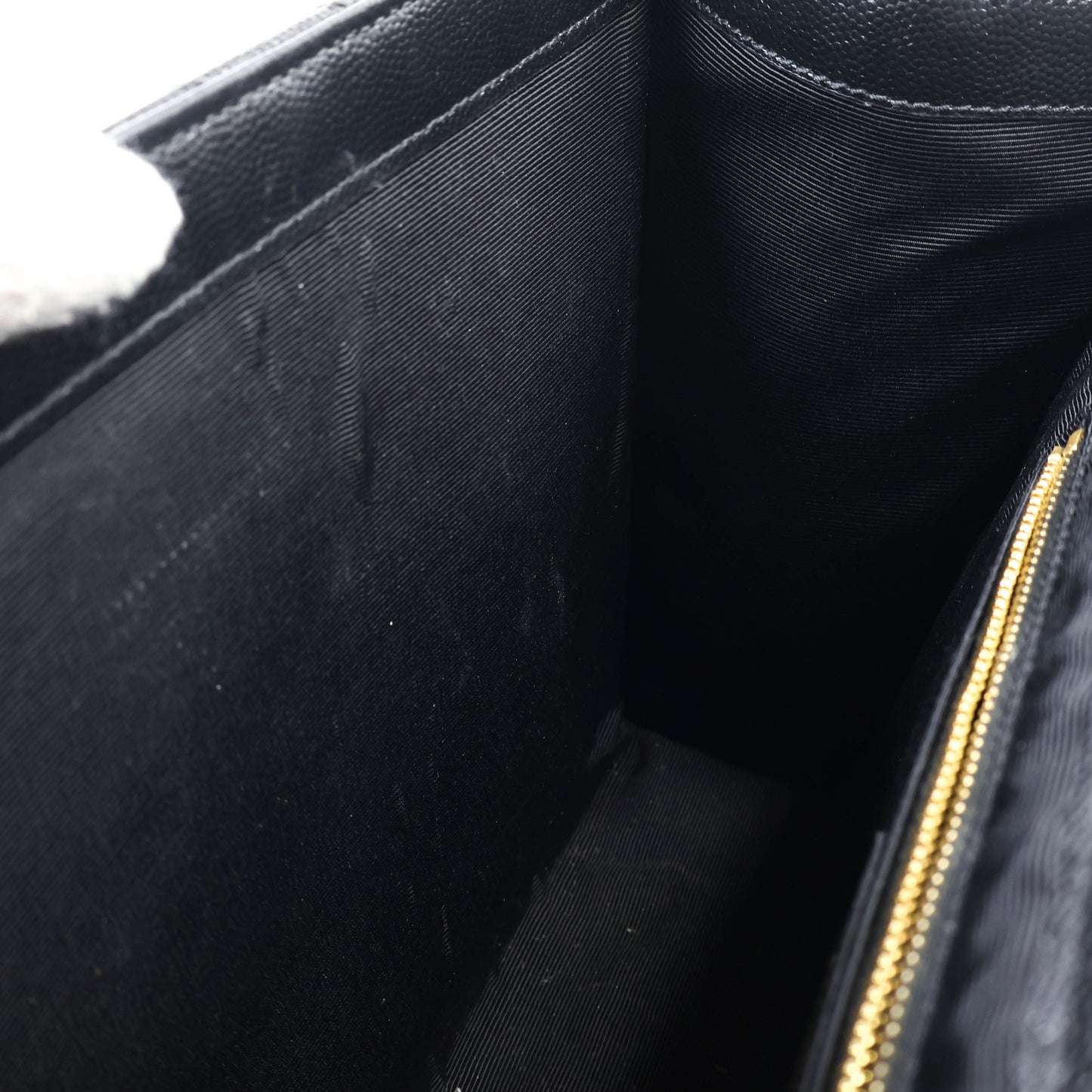 Saint Laurent Flap Large Black Grain GHW