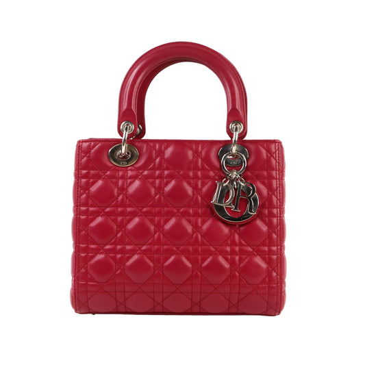 Christian Dior Lady Medium Rouge Carmi Lambskin