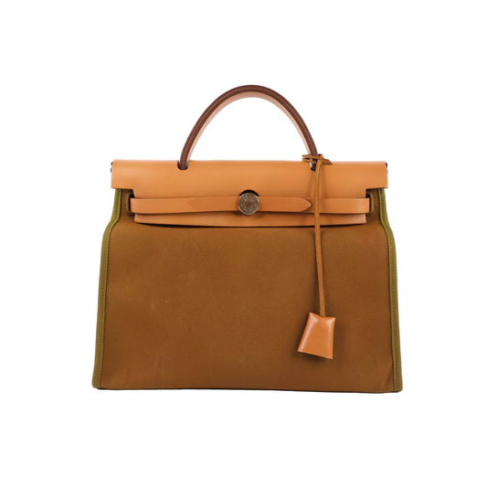 Hermes Herbag 31 Zip Canvas Brown PHW