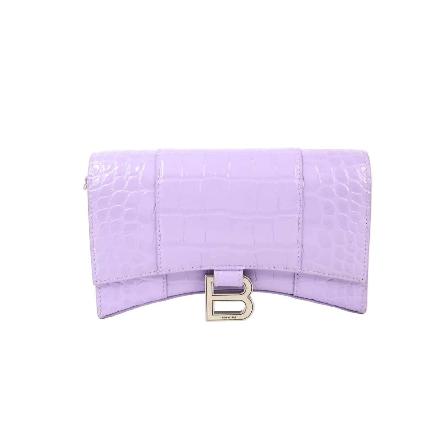 Balenciaga Hourglass Wallet On Chain purple Croc