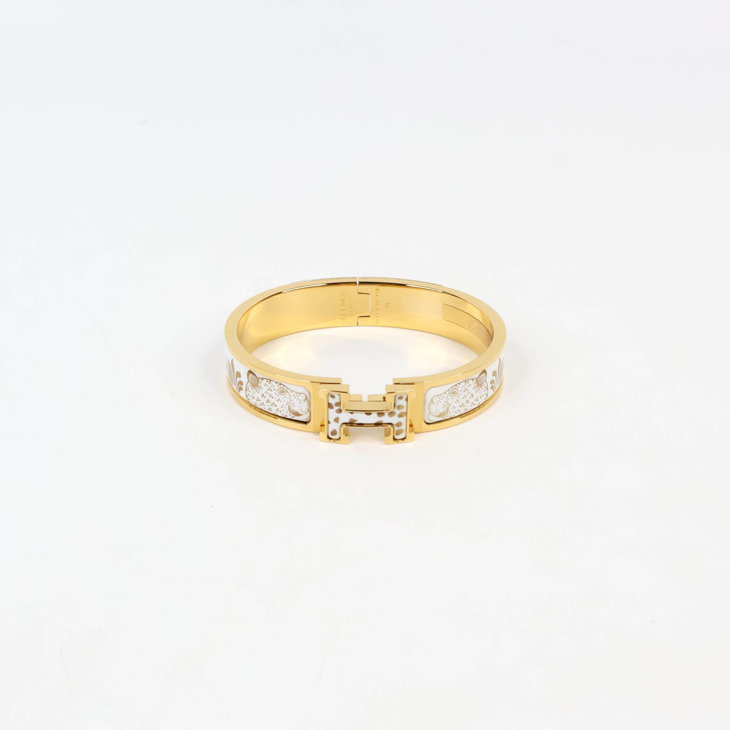 Hermes Clic H Bracelet Les Leopard GHW