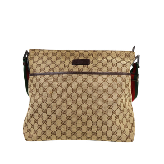 Gucci Messenger Bag Canvas Brown Green/Red