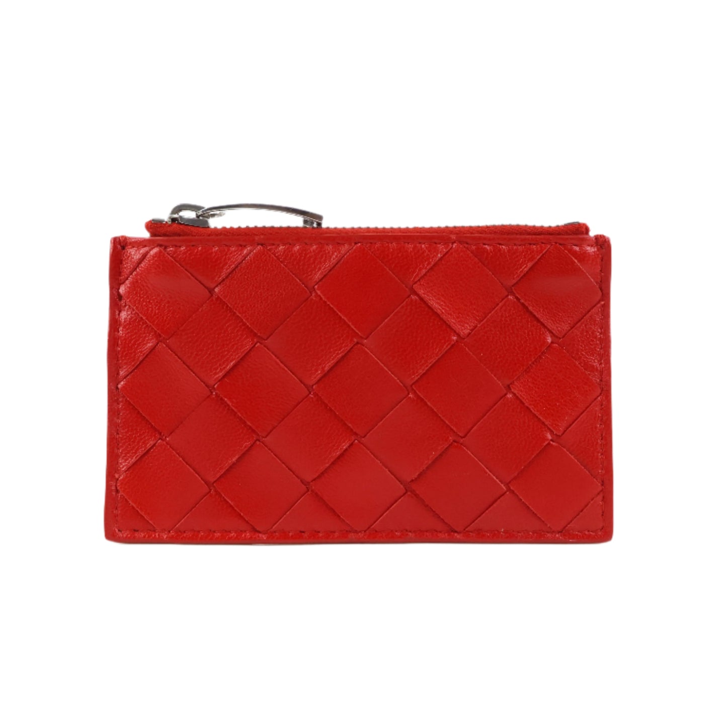 Bottega Coin Purse Intrecciato Red with Keyring