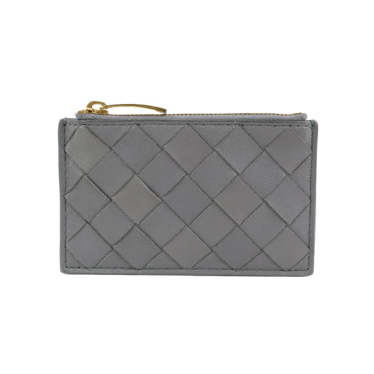 Bottega Coin Purse Intrecciato Grey with Keyring