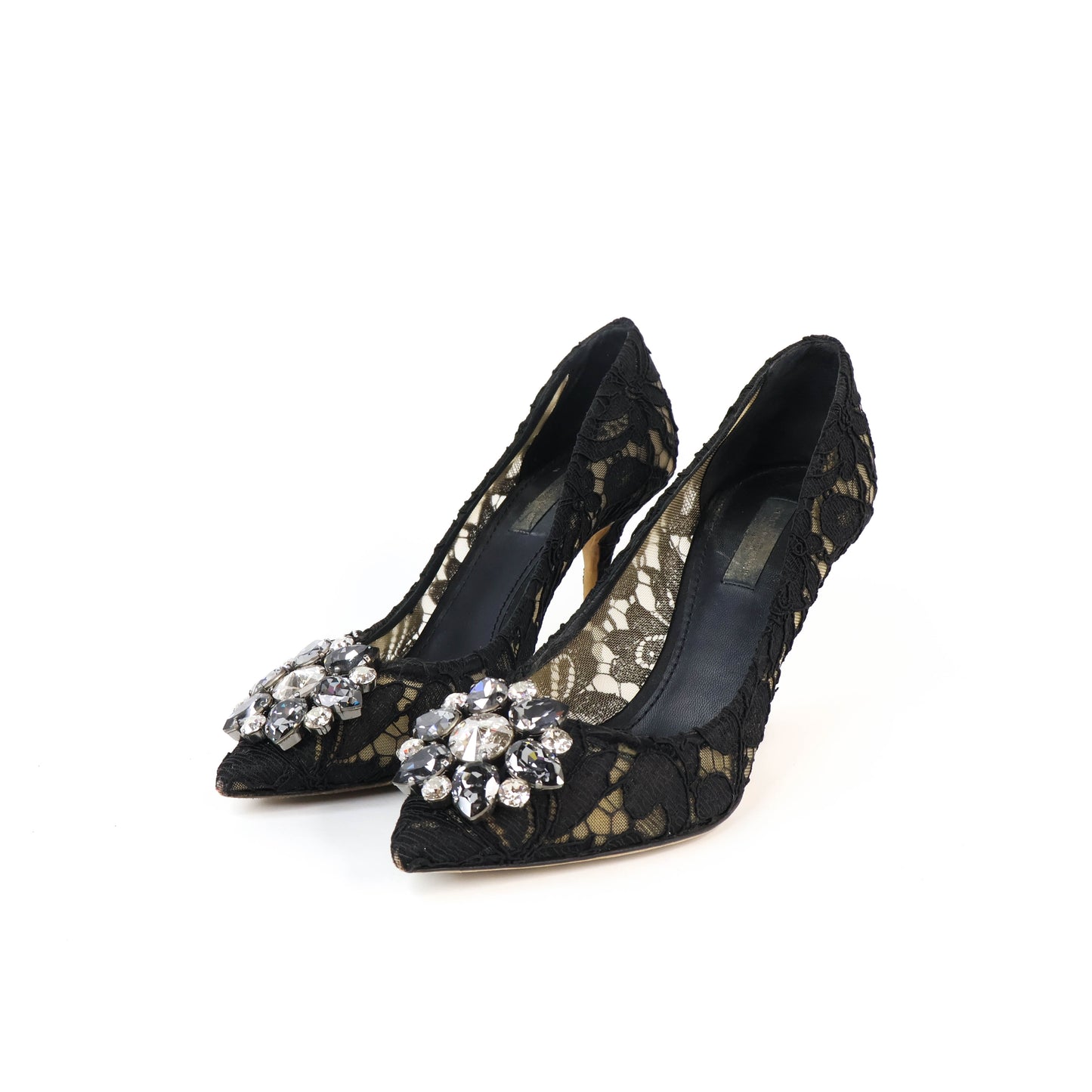Dolce & Gabbana Pumps Lace Black Crystal 37.5