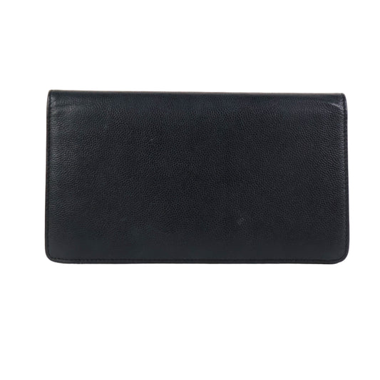 Chanel Bi Fold Long Wallet Black Caviar GHW