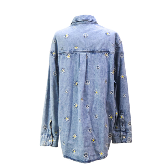 Sandro Embroidered Shirt Denim Blue