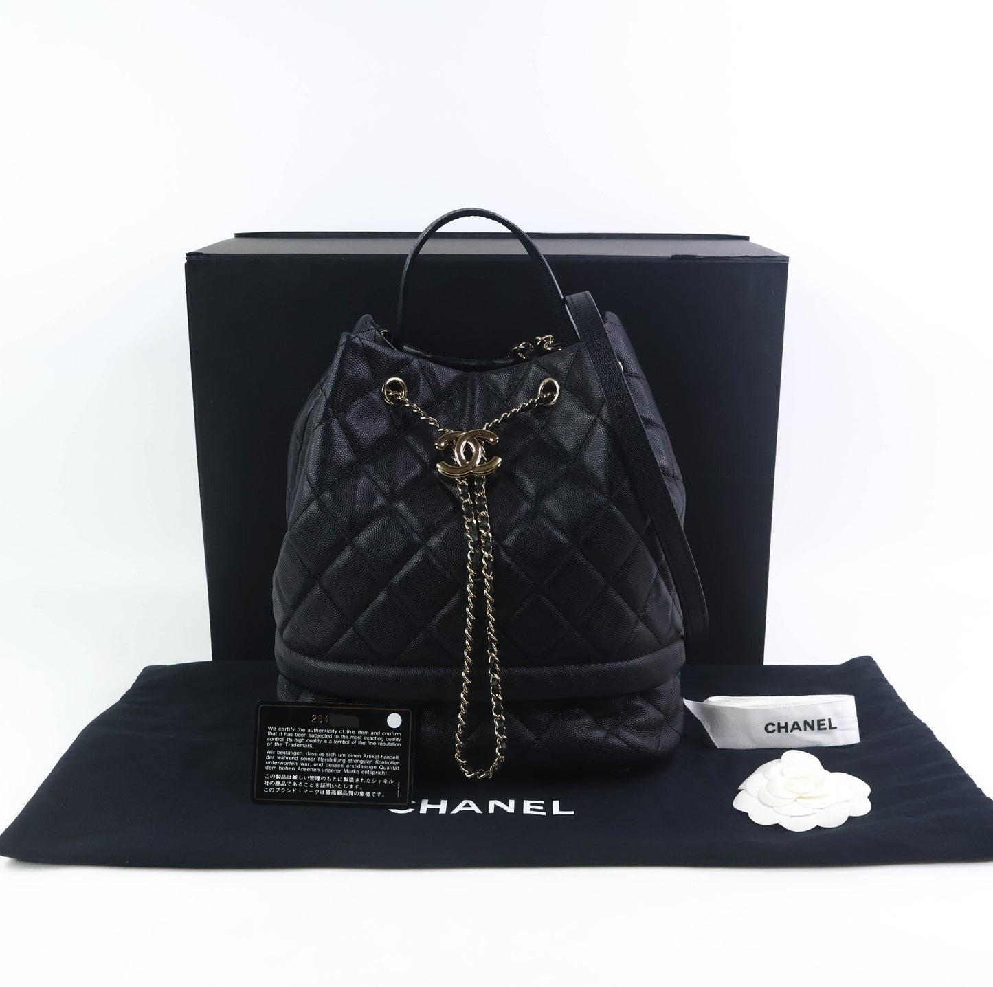 Chanel Drawstring Bag Black Caviar