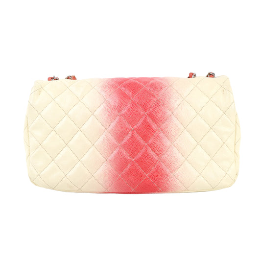 Chanel Flap Quilted Ombre White Red Caviar SHW