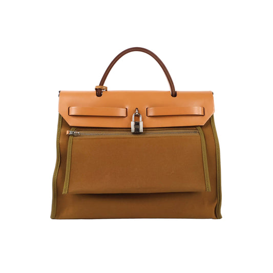 Hermes Herbag 31 Zip Canvas Brown PHW