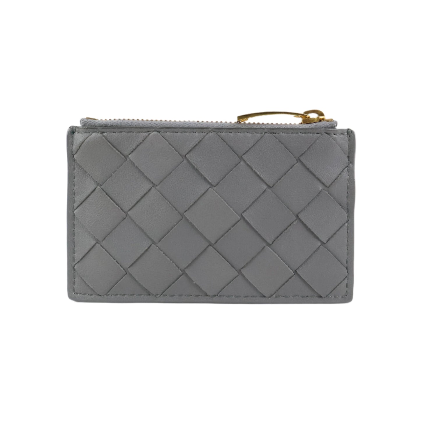 Bottega Coin Purse Intrecciato Grey with Keyring