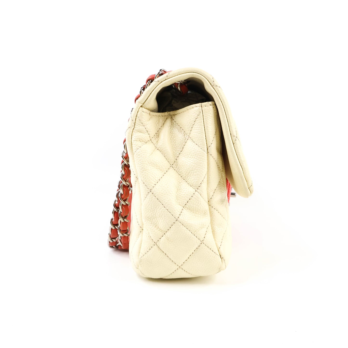 Chanel Flap Quilted Ombre White Red Caviar SHW