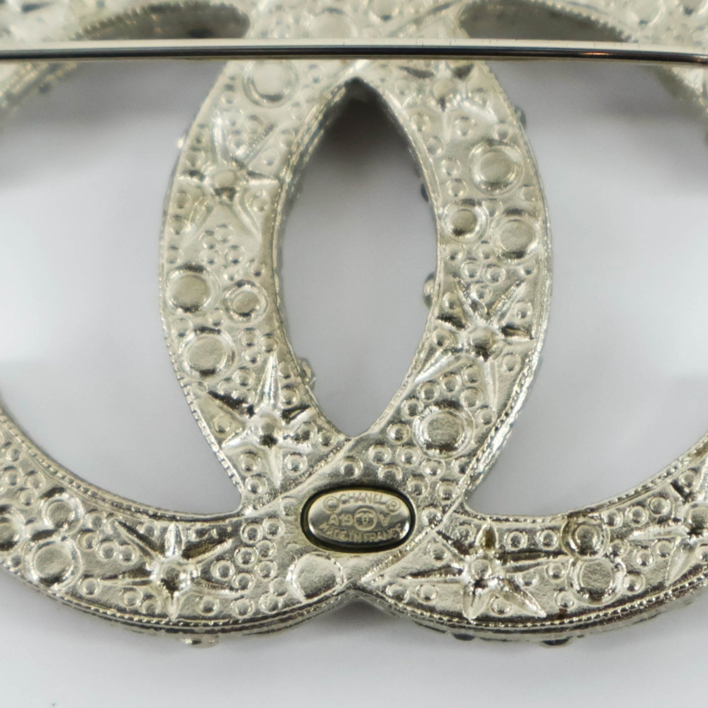 Chanel Brooch Silver Crystal