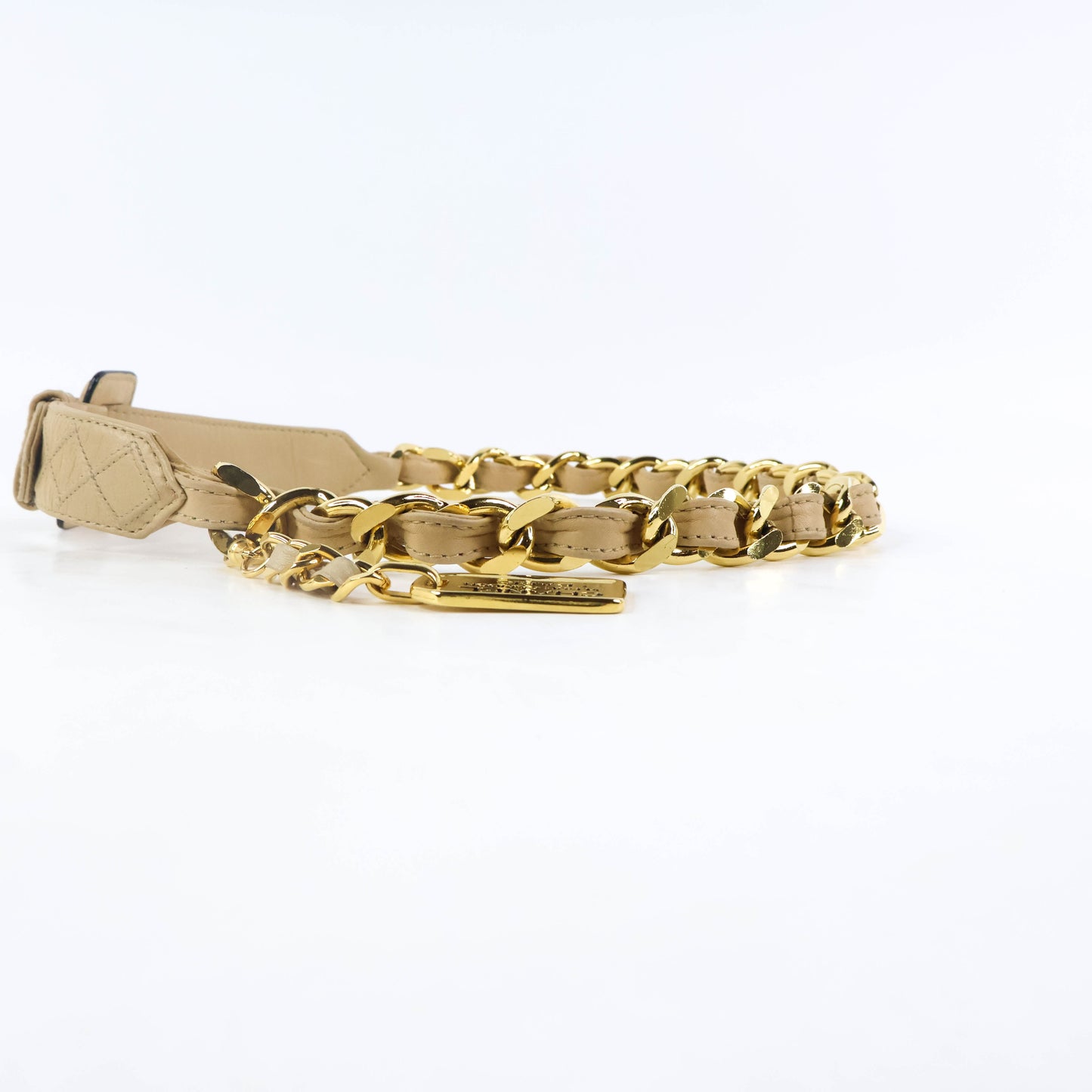 Chanel Belt Leather Beige/Chain Gold 65/26