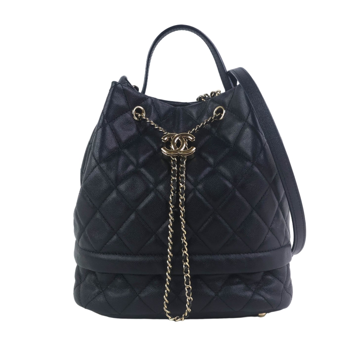 Chanel Drawstring Bag Black Caviar