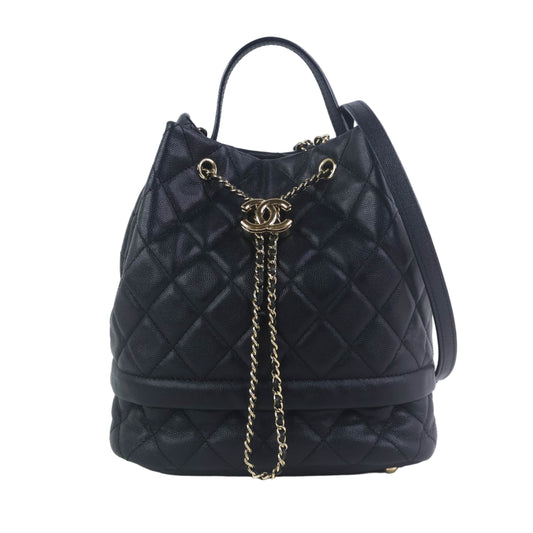 Chanel Drawstring Bag Black Caviar