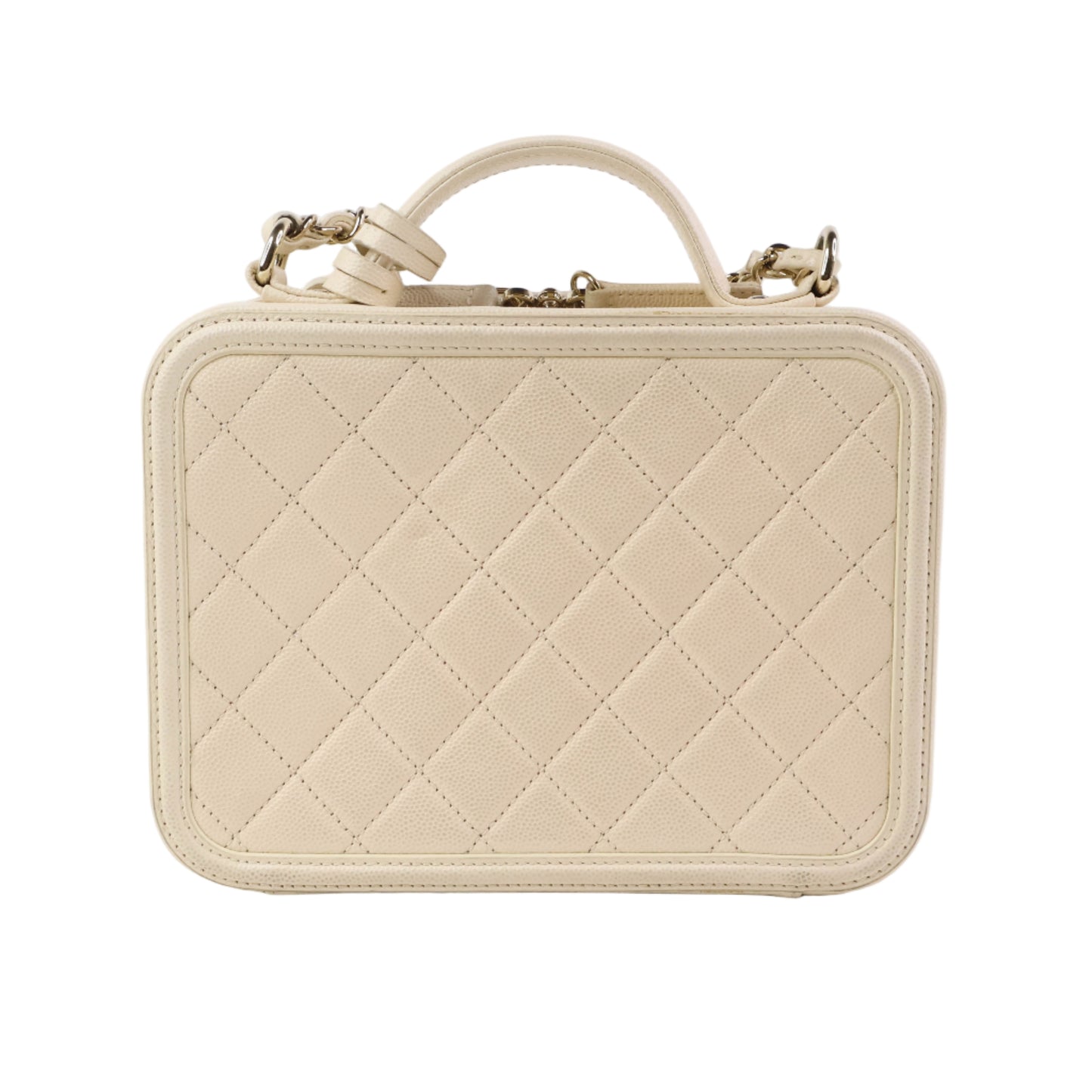 Chanel Filigree Vanity Case White Caviar LGHW