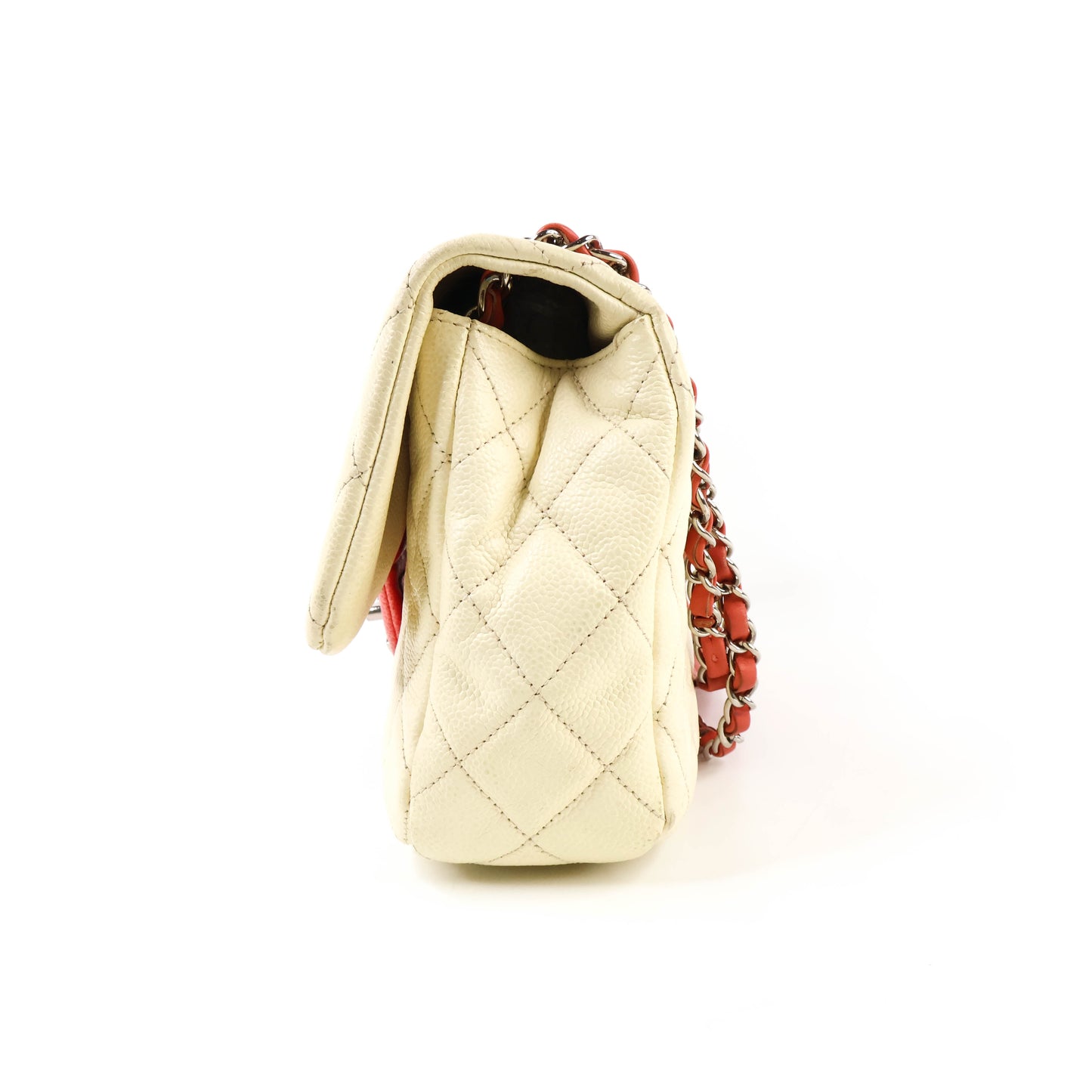 Chanel Flap Quilted Ombre White Red Caviar SHW