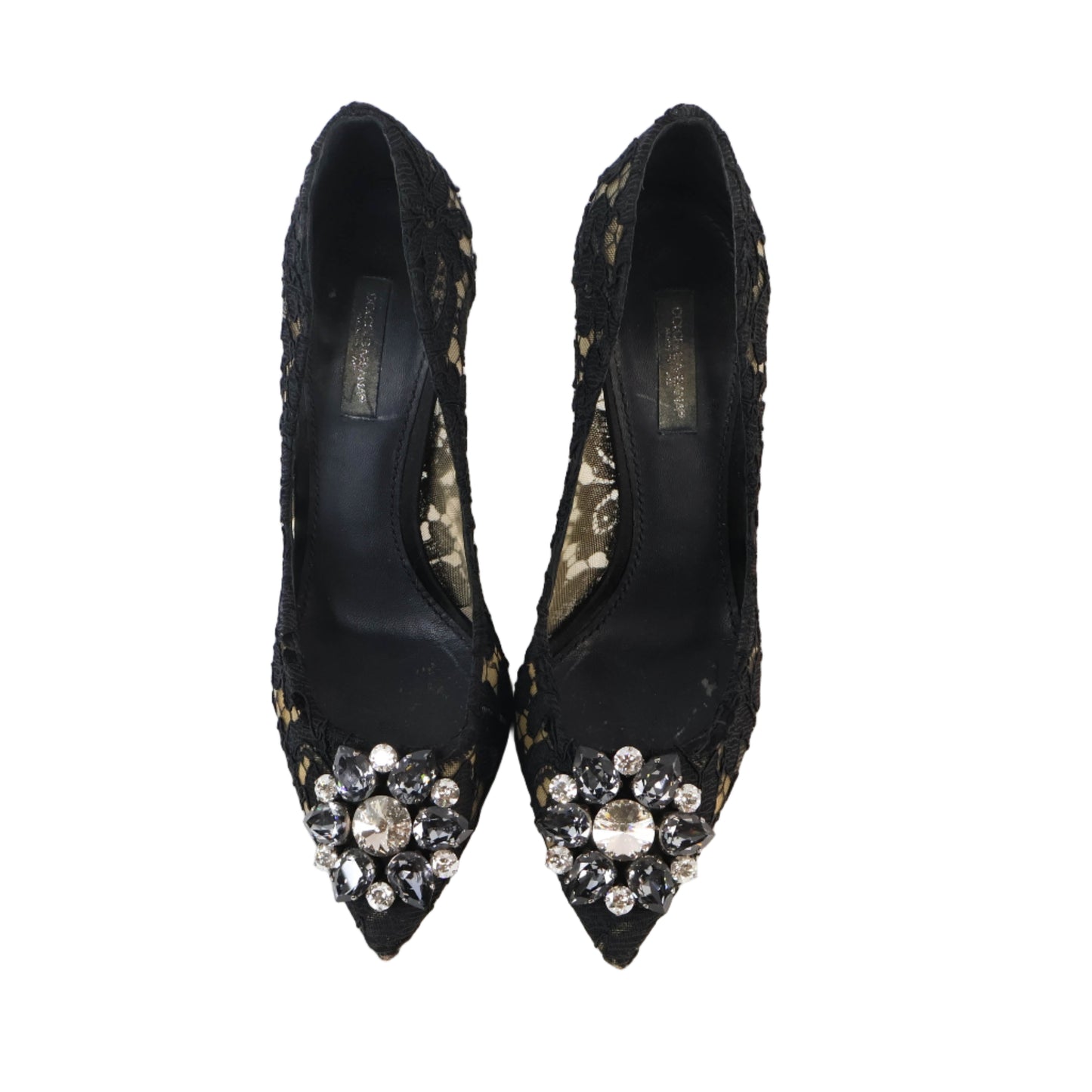 Dolce & Gabbana Pumps Lace Black Crystal 37.5