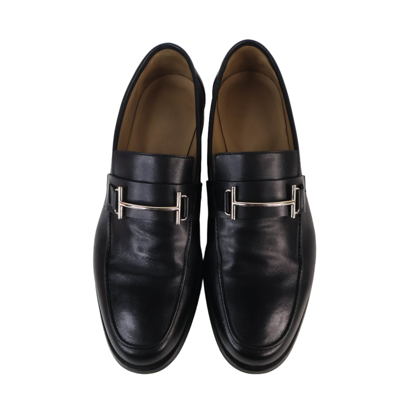 Hermes Loafers Leather Black 42.5