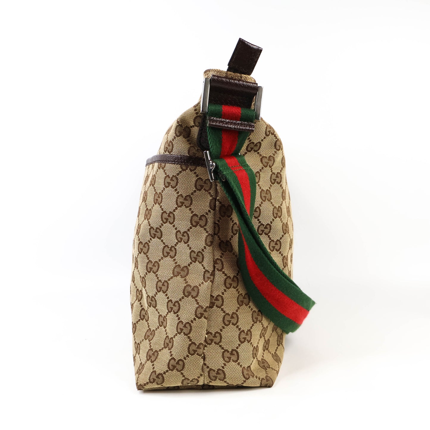 Gucci Messenger Bag Canvas Brown Green/Red