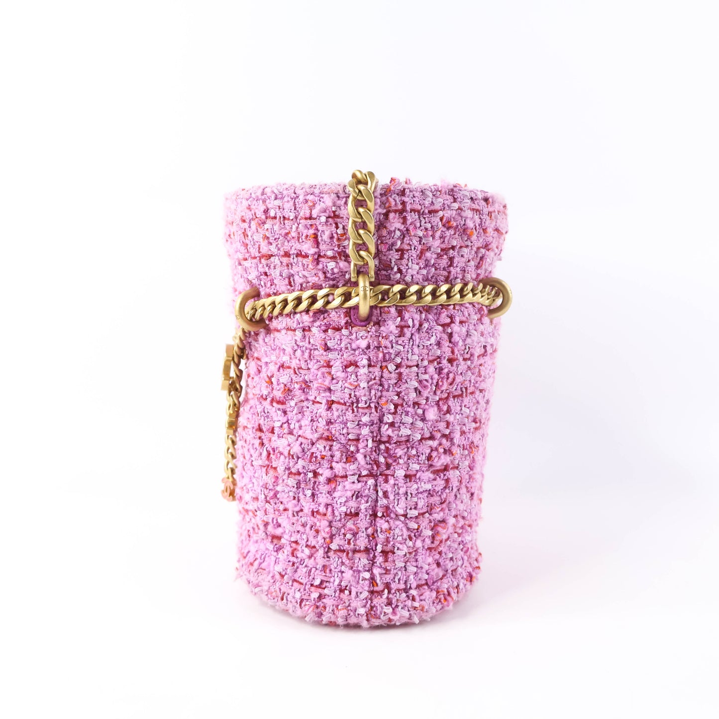Chanel Bucket Tweed Pink GHW
