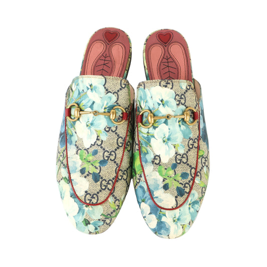Gucci Horsebit Flat Princetown Floral Blue 38