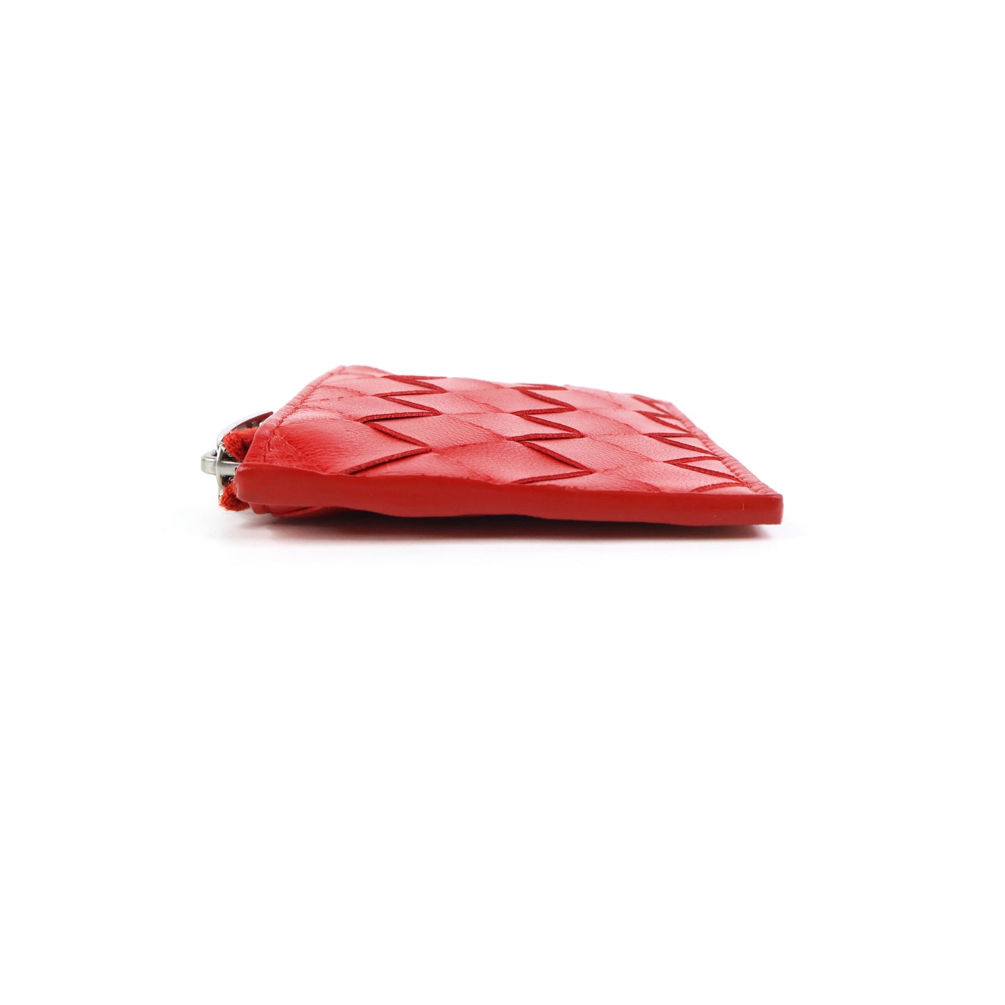 Bottega Coin Purse Intrecciato Red with Keyring