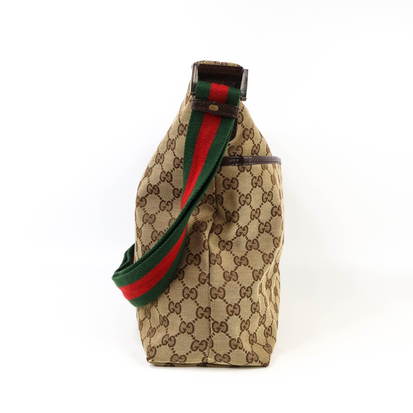 Gucci Messenger Bag Canvas Brown Green/Red
