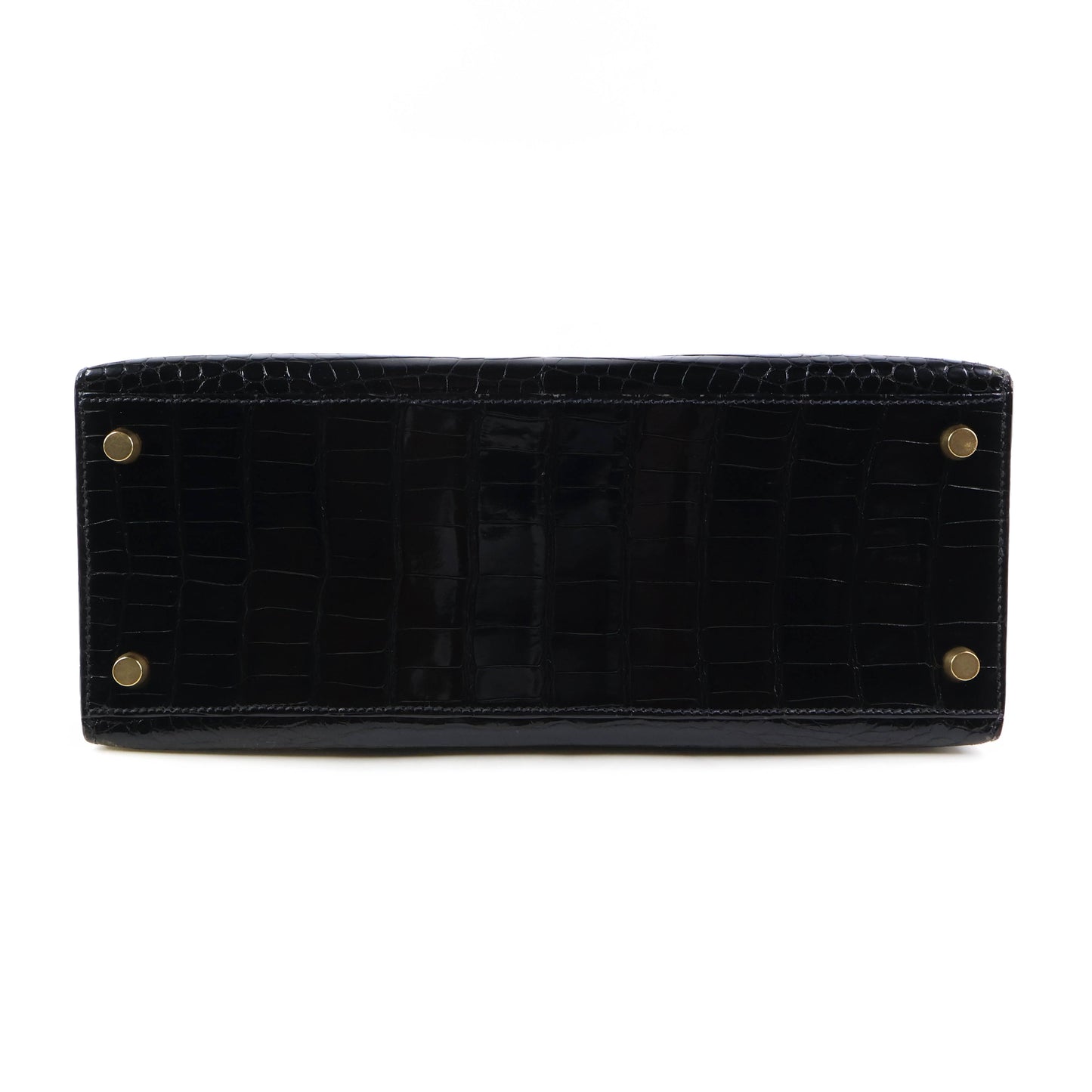Hermes Kelly 28 Crocodile Porosus Black GHW